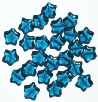 25 12mm Transparent Dark Aqua Star Beads